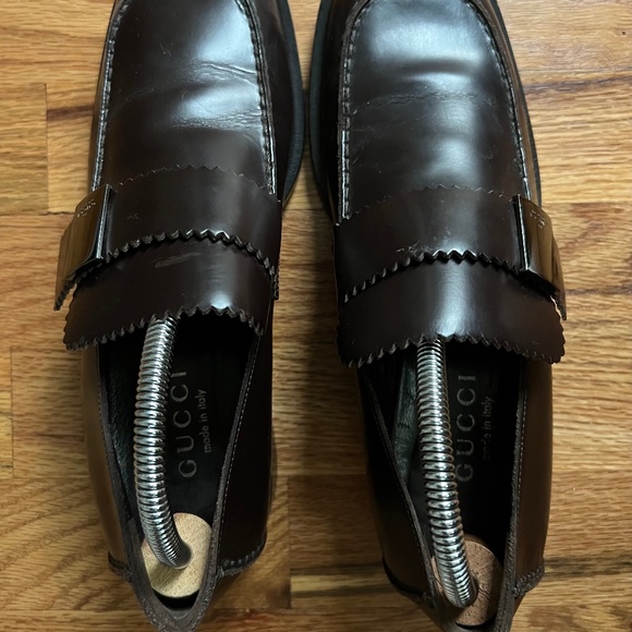 Vintage Gucci square toe leather loafters women’s size 7B Italy - Picture 2 of 14